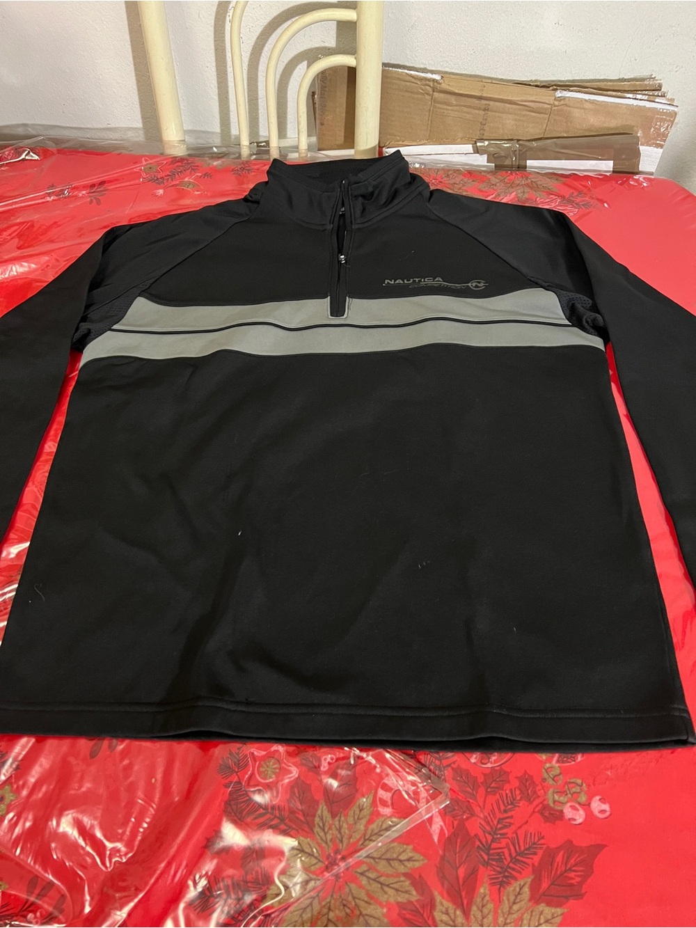 VTG 90’s Nautica Competition Black Sweatshirt Men's Sz M 1/4Zip Pullover Sweater